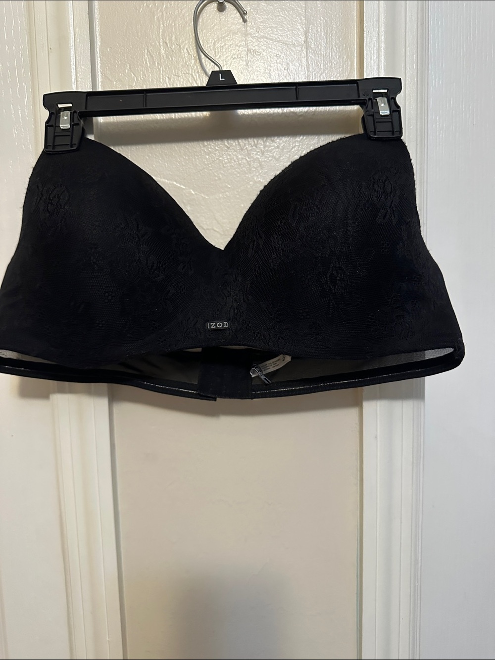Izod Black Strapless Lace Bandeau Bra